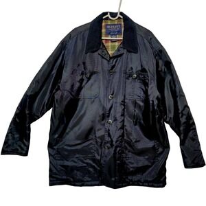 Old Navy Outdoor Style Jacket Mens Medium Nylon Shell Navy Blue Plaid Lined Y2K